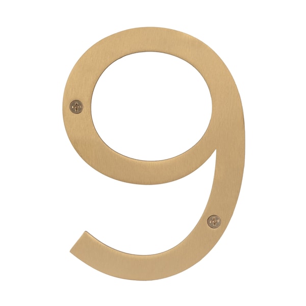 Sure-Loc Hardware Sure-Loc Hardware Stainless Steel House Number, 6, No. 9, Satin Brass HNSS6-9 SB - main